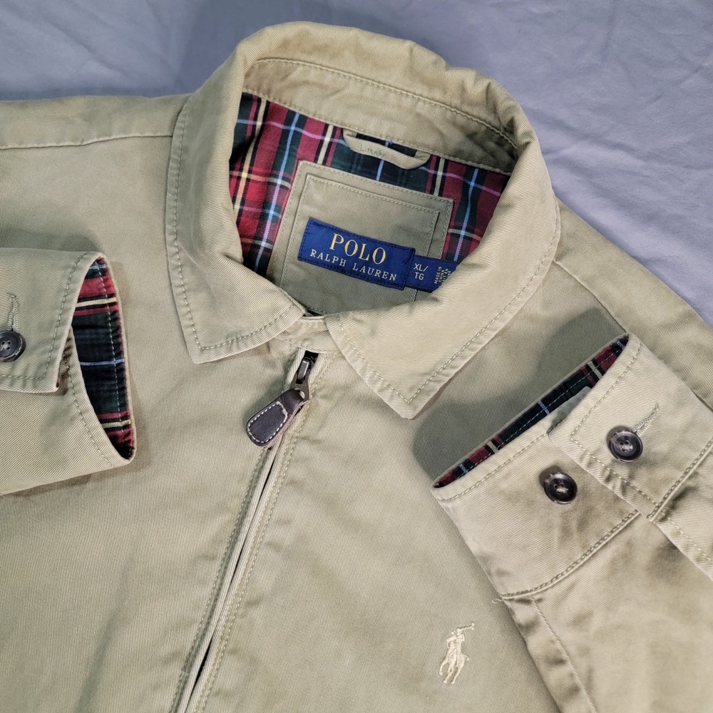 Polo Ralph Lauren Harrington Jacket Men's XL Beige Full Zip Lined Cotton